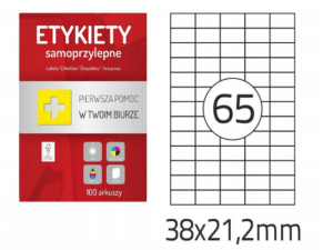 ETYKIETA COLORPLUS 38X21,2MM 100 ARKUSZY 6500 ETYKIET