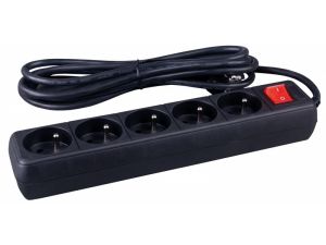 PRZEDŁUŻACZ OFFICE PRODUCTS 5 GNIAZD 5M Z WYŁĄCZNIKIEM CZARNY