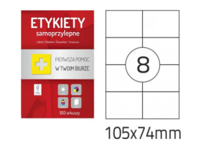 ETYKIETA COLORPLUS 105X74MM 100 ARKUSZY 800 ETYKIET