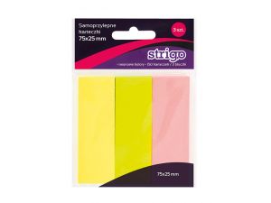 NOTES SAMOPRZYLEPNY STRIGO 75X25MM MIX KOLORÓW PASTELOWYCH 150 KARTECZEK