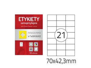 ETYKIETA COLORPLUS 70X42,3MM 100 ARKUSZY 2100 ETYKIET