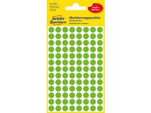 ETYKIETA AVERY ZWECKFORM 3592 KÓŁKA DO ZAZNACZANIA ŚREDNICA 8MM USUWALNE ZIELONE
