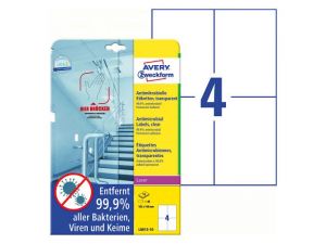 ETYKIETA AVERY ZWECKFORM L8013 105X148MM PRZEZROCZYSTA 10 ARKUSZY ANTYDROBNOUSTROJOWA