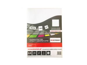 ETYKIETA EMERSON FLUORESENCYJNA BIAŁA 25 ARKUSZY