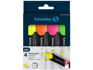 ZAKREŚLACZE SCHNEIDER JOB NEON 4 SZTUKI MIX