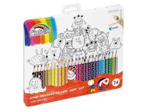 KREDKI OŁÓWKOWE FIORELLO 24 KOLORY SUPER SOFT MATALOWE OPAKOWANIE