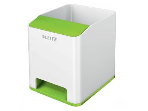KUBEK NA DŁUGOPISY LEITZ WOW BIAŁO-ZIELONY ZE WZMACNIACZEM DŹWIĘKU