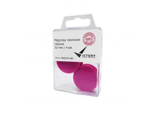 MAGNESY VICTORY OFFICE 32MM 4 SZT. NEONOWE RÓŻOWE