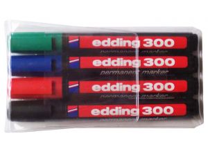 MARKER PERMANENTNY EDDING 300 4 KOLORY OKRĄGŁA KOŃCÓWKA