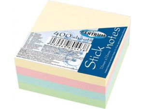 NOTES SAMOPRZYLEPNY CENTRUM 76X76MM 400 KARTEK 4 KOLORY PASTELOWE