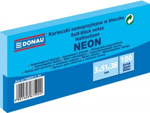 NOTES SAMOPRZYLEPNY DONAU 38X51MM 3X100 KARTECZEK NEON NIEBIESKI