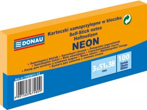 NOTES SAMOPRZYLEPNY DONAU 38X51MM 3X100 KARTECZEK NEON POMARAŃCZOWY