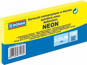 NOTES SAMOPRZYLEPNY DONAU 38X51MM 3X100 KARTECZEK NEON ŻÓŁTY