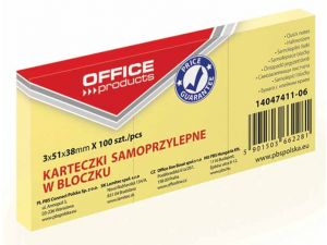 NOTES SAMOPRZYLEPNY OFFICE PRODUCTS 38X51M ŻÓŁTY 3 SZT.