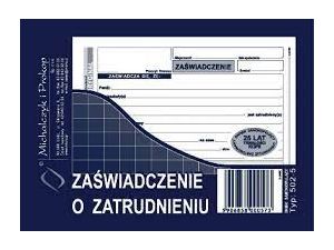 D ZAŚWIADCZENIE O ZATRUDNIENIU A6 2SKŁ. 502-5 DRUK