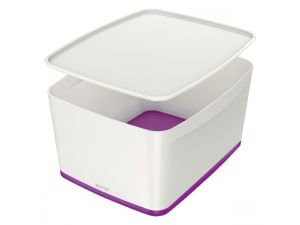 POJEMNIK LEITZ MYBOX Z POKRYWKĄ DUŻY BIAŁO-FIOLETOWY