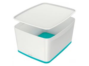 POJEMNIK LEITZ MYBOX Z POKRYWKĄ DUŻY BIAŁO-TURKUSOWY