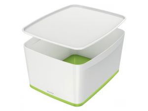 POJEMNIK LEITZ MYBOX Z POKRYWKĄ DUŻY BIAŁO-ZIELONY