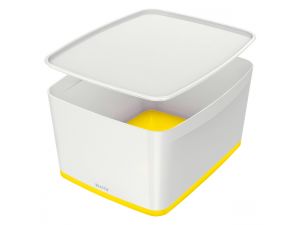 POJEMNIK LEITZ MYBOX Z POKRYWKĄ DUŻY BIAŁO-ŻÓŁTY