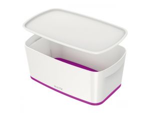 POJEMNIK LEITZ MYBOX Z POKRYWKĄ MAŁY BIAŁO-FIOLETOWY