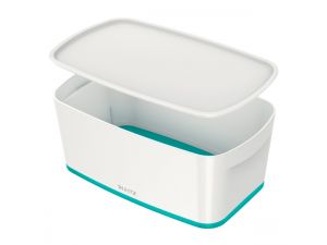 POJEMNIK LEITZ MYBOX Z POKRYWKĄ MAŁY BIAŁO-TURKUSOWY
