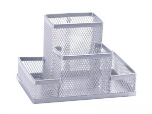 PRZYBORNIK NA BIURKO Q-CONNECT 4 KOMORY SREBRNY