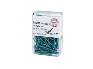 SPINACZE BIUROWE VICTORY OFFICE 28MM 50 SZT. OKRĄGŁE PASTELOWE TURKUSOWE POJEMNIK PLASTIKOWY