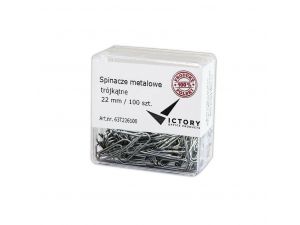 SPINACZE BIUROWE VICTORY OFFICE 22MM 100 SZT. TRÓJKĄTNE POJEMNIK PLASTIKOWY
