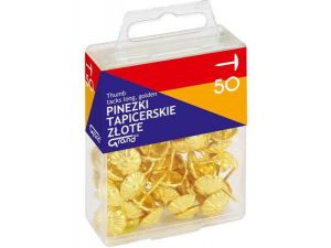 PINEZKI COLORPLUS ZŁOTE 50 SZT POJEMNIK PLASTIKOWY