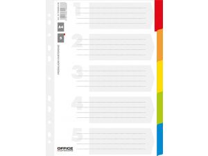 PRZEKŁADKI KARTONOWE OFFICE PRODUCTS A4 5 KART LAMINOWANY INDEKS MIX