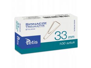 SPINACZE BIUROWE TRÓJKĄTNE 33MM TETIS, OPAK. 100SZT. GS180-C