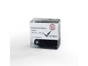 SPINACZE BIUROWE VICTORY OFFICE 28MM 100 SZT. OKRĄGŁE POWLEKANE CZARNE POJEMNIK PLASTIKOWY