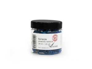 SPINACZE BIUROWE VICTORY OFFICE 28MM 150 SZT. OKRĄGŁE POWLEKANE NIEBIESKIE SŁOIK MAŁY