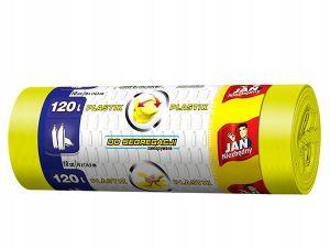 WORKI NA ŚMIECI 120L JAN NIEZBĘDNY 10SZT ZÓŁTE DO SEGREGACJI PLASTIK