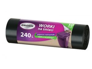 WORKI NA ŚMIECI 240L GROSIK HD 10SZT. CZARNE