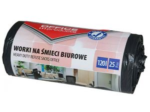 WORKI NA ŚMIECI 120L BIUROWE OFFICE PRODUCTS 25SZT. MOCNE (LDPE) CZARNE
