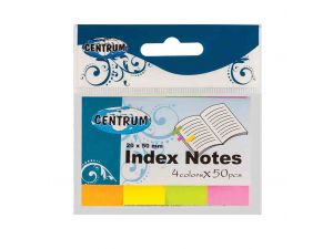 ZAKŁADKI INDEKSUJĄCE CENTRUM 20X50MM PAPIEROWE NEONOWE 4 KOLORY PO 50 SZT. 85385