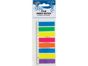 ZAKŁADKI INDEKSUJĄCE CENTRUM PP 45X12MM NEONOWE 8 KOLORÓW PO 25 SZT.  Z LINIJKĄ 87409