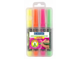 ZAKREŚLACZ CENTROPEN 8542 FLEXI MIX KOLORÓW INTENSYWNYCH MIĘKKA KOŃCÓWKA 4 SZT.