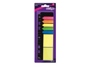 ZAKŁADKI INDEKSUJĄCE STRIGO 45X12MM Z KARTECZKAMI SAMOPRZYLEPNYMI 58X30MM I LINIJKĄ